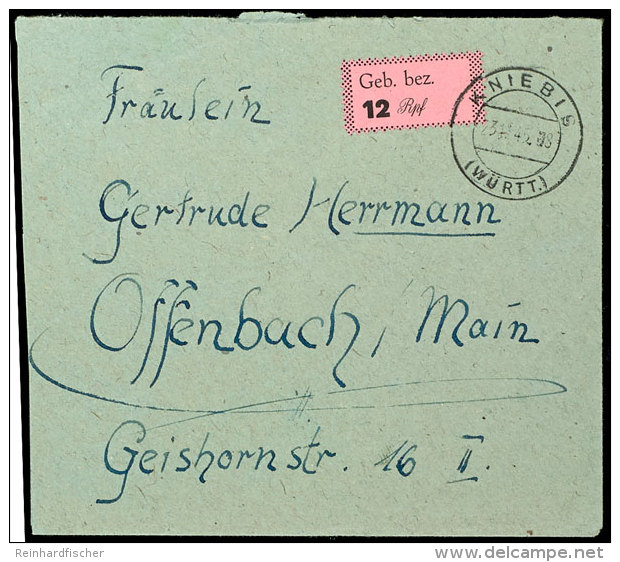 12 Rpf. A. Rosa, I. Druckauflage, Als Portorichtige Einzelfrankatur Auf Bedarfsbrief Von "KNIEBIS (W&Uuml;RTT.)... - Freudenstadt