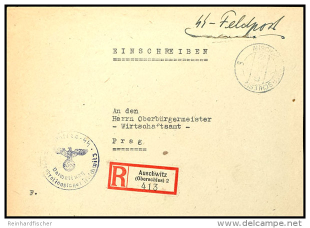 Auschwitz: 1943, SS- R-Feldpostbrief Aus "AUSCHWITZ 23.9.43" Mit Briefstempel "Waffen-SS Konzentrationslager... - Other & Unclassified