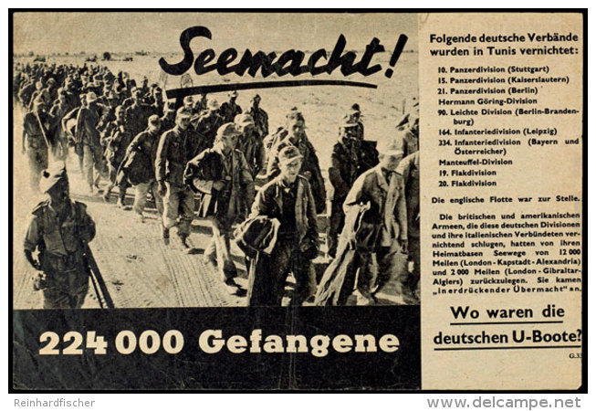 ALLIIERTE PROPAGANDA: Illustriertes Flugblatt "Seemacht Zum Afrika-Feldzug", Format Fast In A5 Quer, Unvermeidbare... - Other & Unclassified