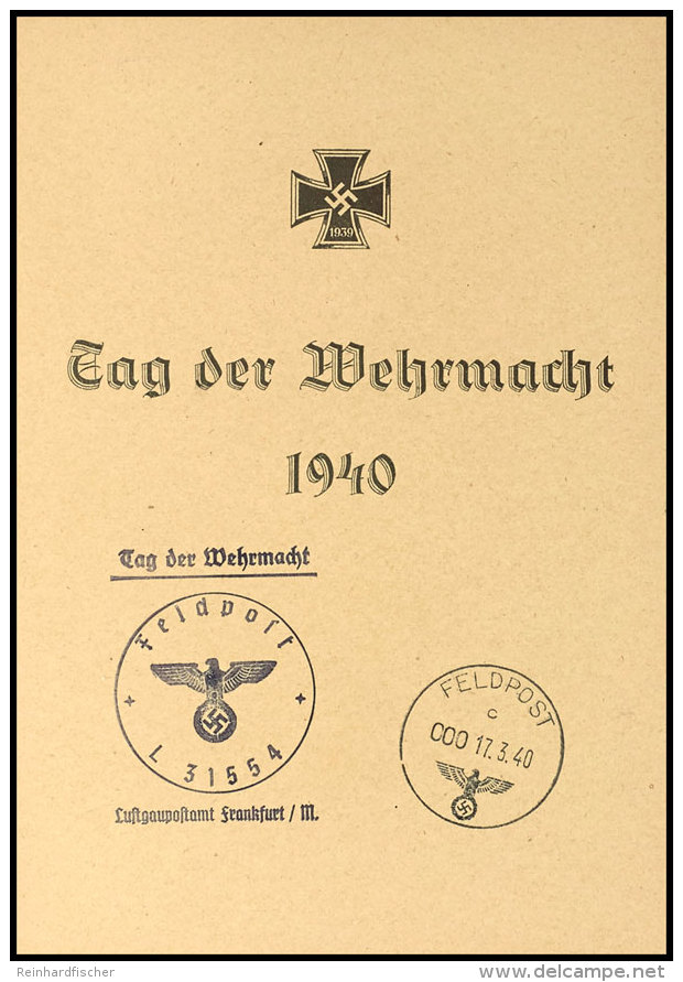 "Rommel-Gedenkblatt" Zum Tag Der Wehrmacht 1940, Umschlagseite Mit Allen Stempeln, Innen BLANKO!  BFRommel... - Other & Unclassified