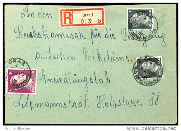 R-Brief An Den Reichskommissar F&uuml;r Die Festigung Deutschen Volkstums, Ansiedlungsstab, In Litzmannstadt Mit... - Other & Unclassified