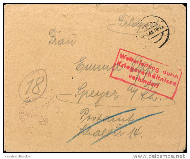 1945, Feldpostbrief Mit Aptiertem Poststempel Vom 8.3.45 Mit Briefstempel Und R&uuml;ckseitiger Feldpostnummer "L... - Other & Unclassified