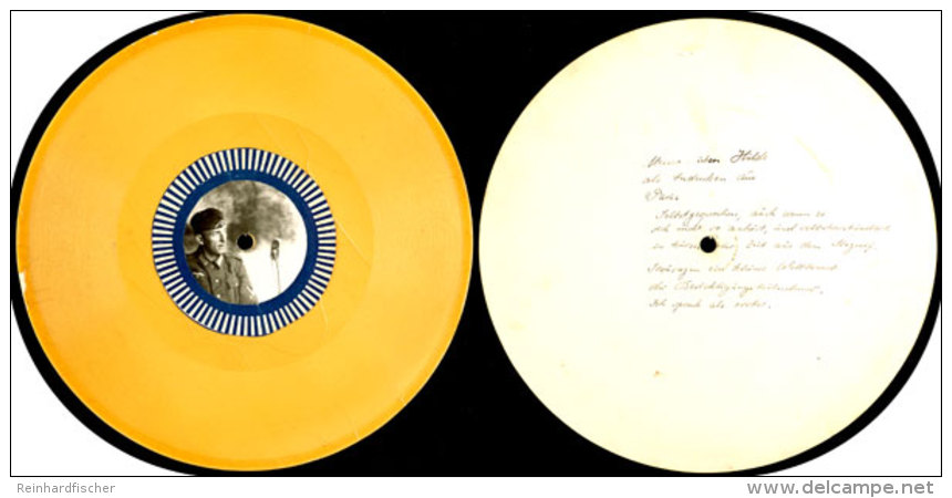 1942, "Sprechender" Feldpost-Brief Mit Foto Auf Der Schallplatte Und R&uuml;ckseitigem Text (datiert Paris),... - Other & Unclassified