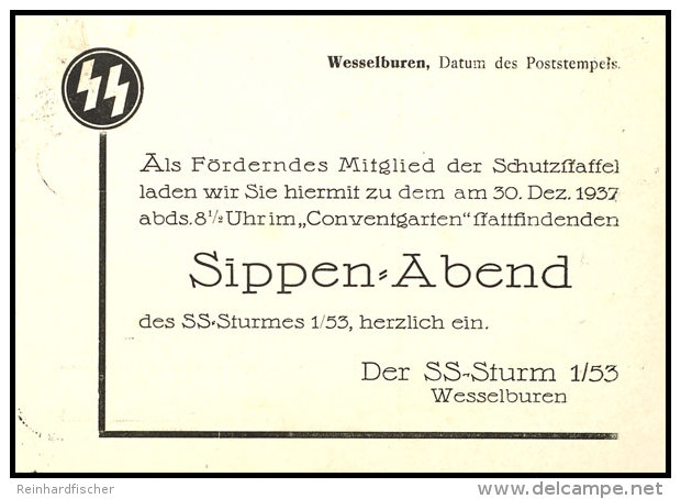 1942 (?), Frankierte Vordruck-Drucksachenkarte Im Ortsverkehr Mit Text "SS.....Sippen-Abend...Der SS-Sturm 1/53... - Other & Unclassified