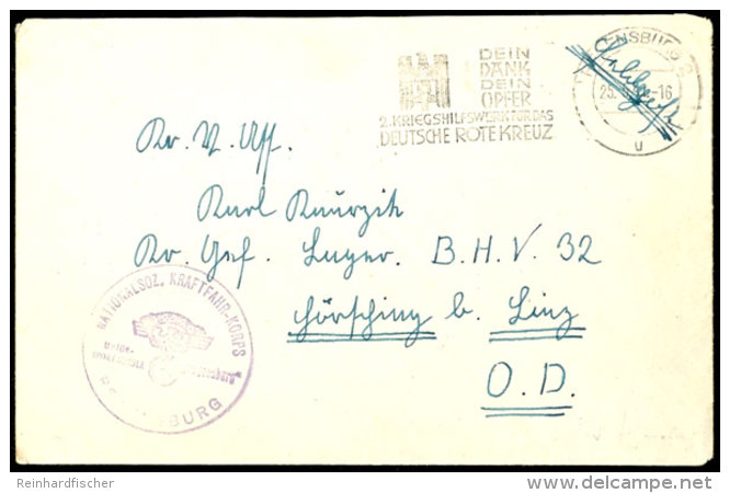 1941, "NATIONALSOZ. KRAFFAHRER-KORPS REGENSBURG...", Briefstempel Klar Auf Feldpostbrief Vom 25.5. Mit... - Other & Unclassified