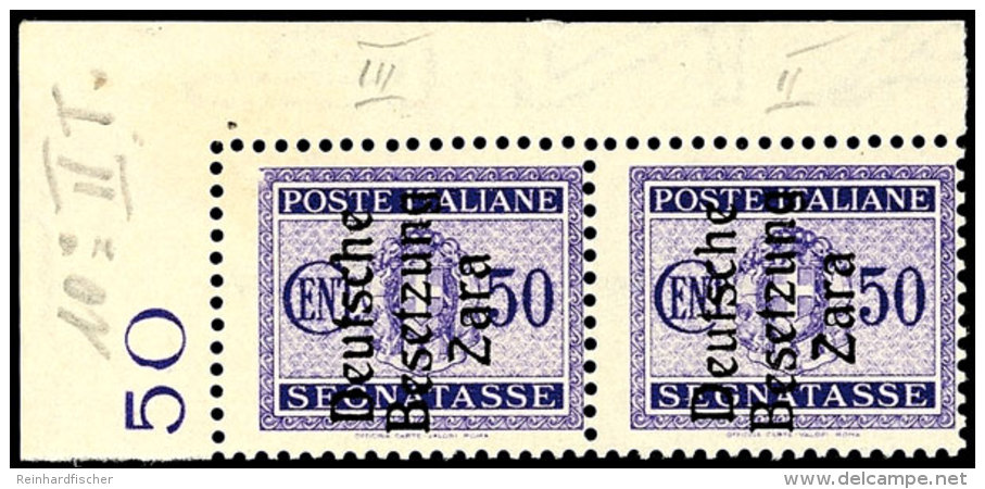 50 C Violett Waagerechtes Eckrandpaar Mit Aufdruck In Type III Bzw. II Tadellos Postfrisch, Gepr. Brunel BPP, Mi.... - Other & Unclassified