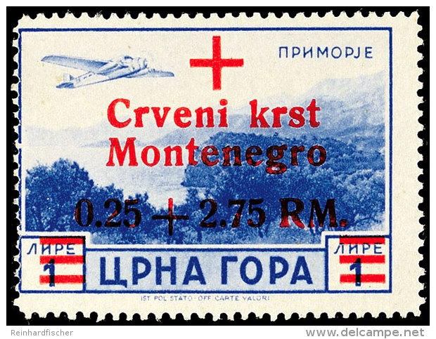 0,25 + 2,75 RM Rotes Kreuz, "g In Montenegro Normalstehend", Tadellos Postfrisch, Gepr. Krischke BPP (doppelt... - German Occ.: Montenegro