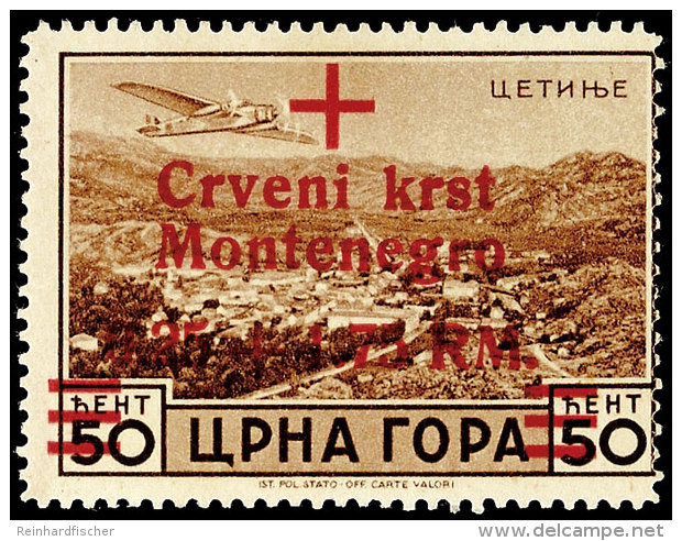 0,25 + 1,75 RM Rotes Kreuz, "g In Montenegro Normalstehend", Tadellos Postfrisch, Gepr. Krischke BPP (doppelt... - German Occ.: Montenegro