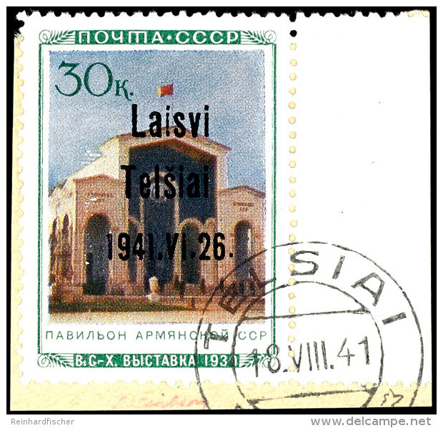 30 K Landwirtschaftl. Ausstellung (Armenische SSR) Mit Aufdruck "Laisvi / Telsai" , Sehr Sauber Auf Briefst&uuml;ck... - Other & Unclassified