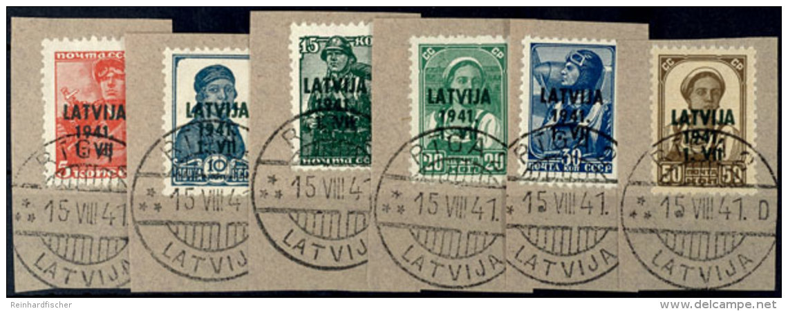 5 Kop. Bis 50 Kop. Freimarken Mit Aufdruck "Latvija 1941", Tadellos Gestempelt Auf Luxusbriefst&uuml;cken, Mi.... - Other & Unclassified