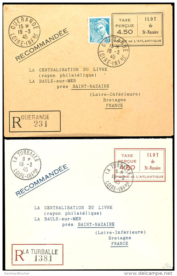 1945, Zwei Verschiedene Ganzsachenumschl&auml;ge Zu 4,50 Fr. (einmal Schwarzer Eindruck Auf Braunem Umschlag, Der... - Other & Unclassified