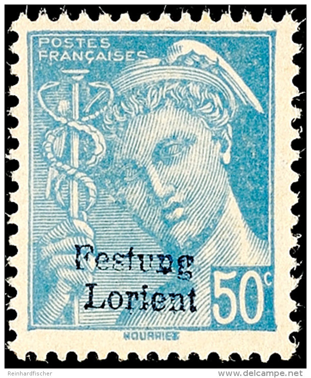 50 C. Freimarke Hellblau Mit Aufdruck "Festung Lorient", Tadellos Postfrisch, Auflage Nur 1.800 St&uuml;ck,... - Other & Unclassified