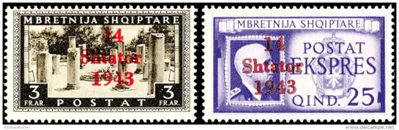 1 Q. Bis 3 Fr., 14 Werte Komplett Postfrisch (3 Fr. Leichten Bug), Mi. 450,-, Katalog: 1/14 **1 Q. Till 3 Fr.,... - German Occ.: Albania