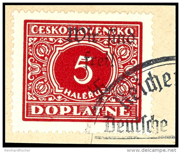 5 Heller Portomarke Mit Aufdruck "Wir Sind Frei! + Hakenkreuz", Tadellos Gestempelt Auf Briefst&uuml;ck, Auflage... - Other & Unclassified