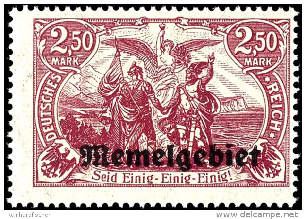 2,50 Mark Deutsches Reich Mit Aufdruck "Memelgebiet", Br&auml;unlichlila, Tadellos Postfrisch, Gepr. Klein BPP, Mi.... - Klaipeda 1923
