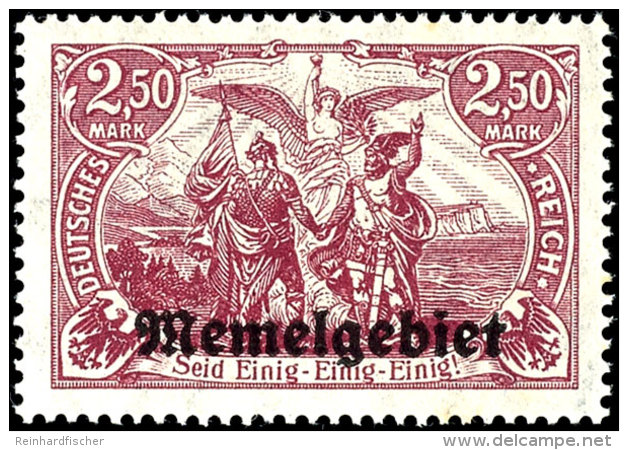 2,50 Mark Deutsches Reich Mit Aufdruck "Memelgebiet", Br&auml;unlichlila, Tadellos Postfrisch, Gepr. Dr. Petersen... - Klaipeda 1923