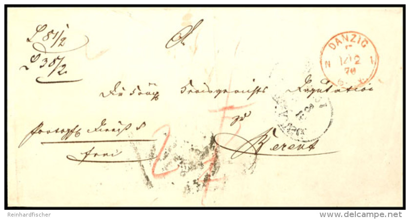 "DANZIG F N1 /14.2.70" Roter Frankostempel Auf Faltbriefh&uuml;lle Nach Berent Mit Ausgabestempel  BFGdansk F... - Other & Unclassified