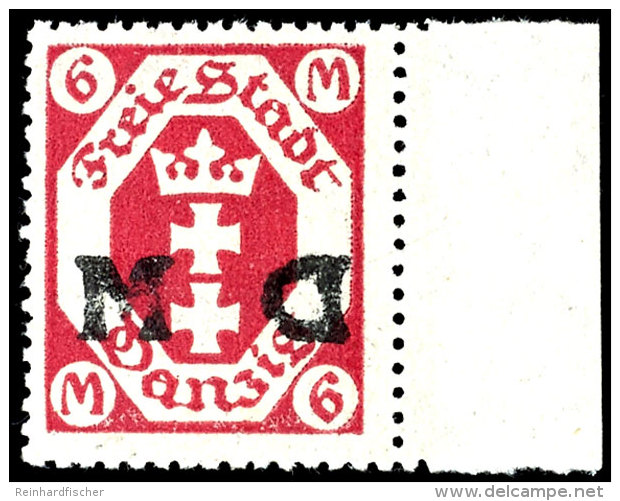 6 Mark Dienstmarke In Rotkarmin, Abart "Aufdruck Auf Der R&uuml;ckseite Vorderseitig Mit Abklatsch", Tadellos... - Other & Unclassified