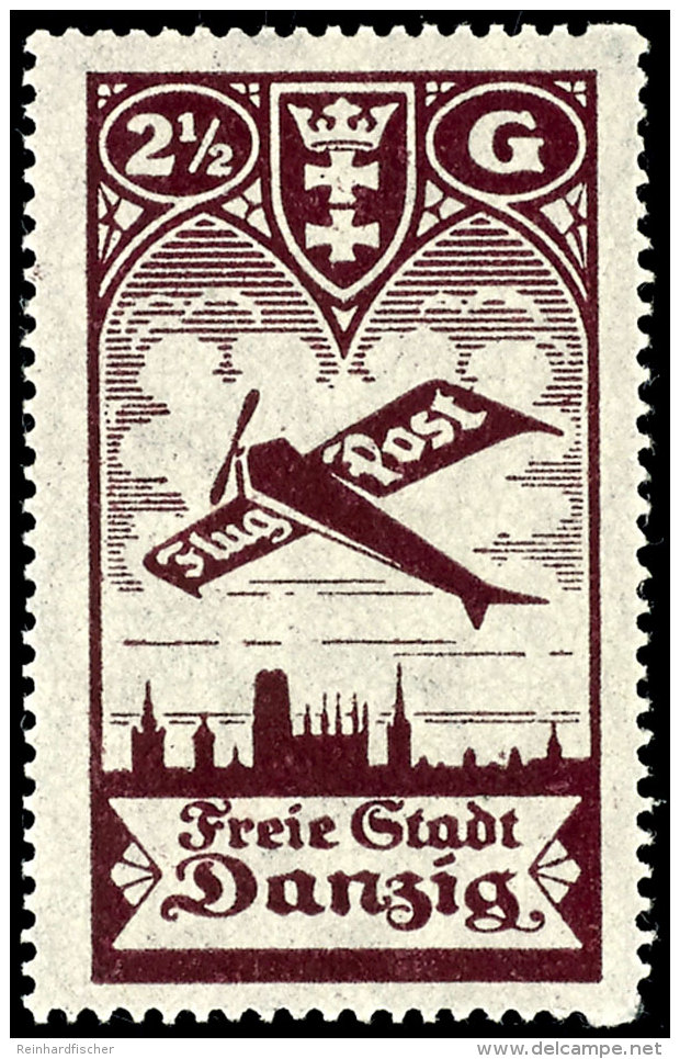 2 1/2 G Flugpostmarke Mit Abart III "G Von Gulden Gebrochen Und Fehlendes Zahnloch Oben Und Unten", Tadellos... - Other & Unclassified
