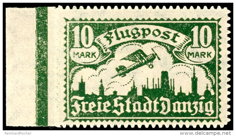 10 Mark "Flugpost 1921" Mit Liegendem Wasserzeichen (Y), Tadellos Postfrisch, Fotobefund Soecknick BPP (2017):... - Other & Unclassified