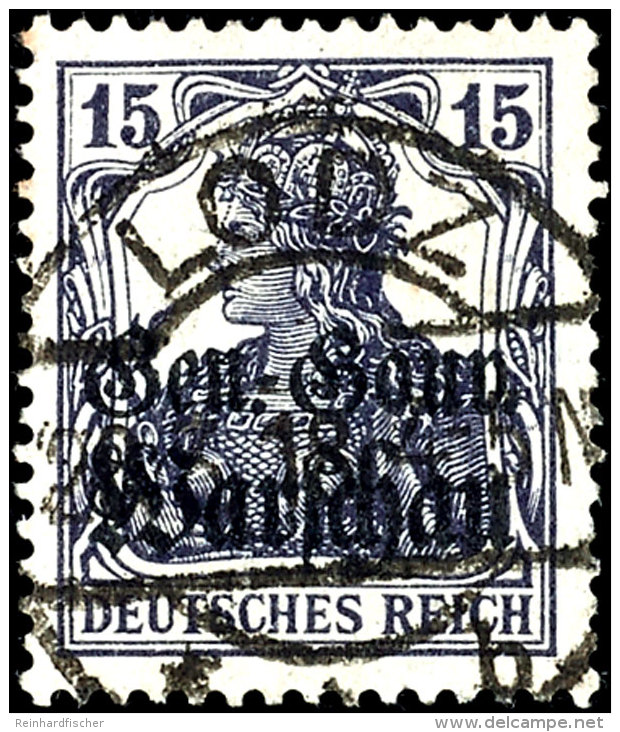 15 Pfg Germania In Der Seltenen Farbe Violettschwarz, Mit Aufdruck, Tadellos Gestempelt "Lodz 20.3.18", Gepr. Hey... - Other & Unclassified