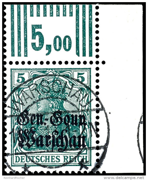 5 Pfg Germania In Der Seltenen Farbe Schw&auml;rzlichopalgr&uuml;n Mit Aufdruck, Im Walzendruck, Obere Rechte... - Other & Unclassified
