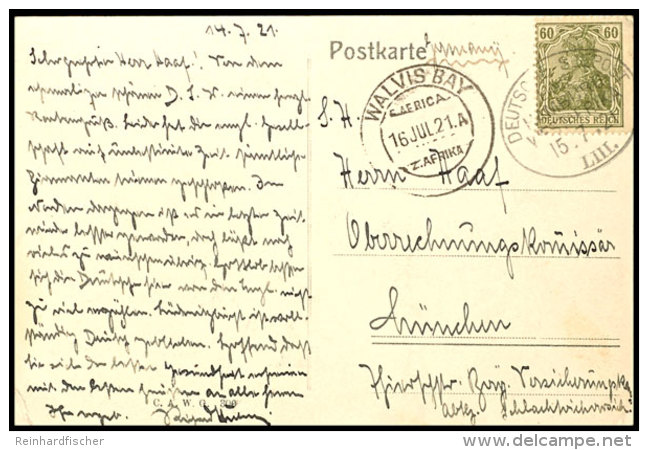1921, "DSP LINIE HAMBURG-WESTAFRIKA LIII. 15.7.21", Recht Klar Auf Bedarfsgebrauchter Ansichtskarte Mit 60 Pfg.... - Other & Unclassified