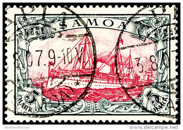 5 Mark Kaiseryacht Tadellos Gestempelt, Gepr. Dr. Lantelme BPP, Mi. 600.-, Katalog: 19 O5 Mark Imperial Yacht... - Samoa