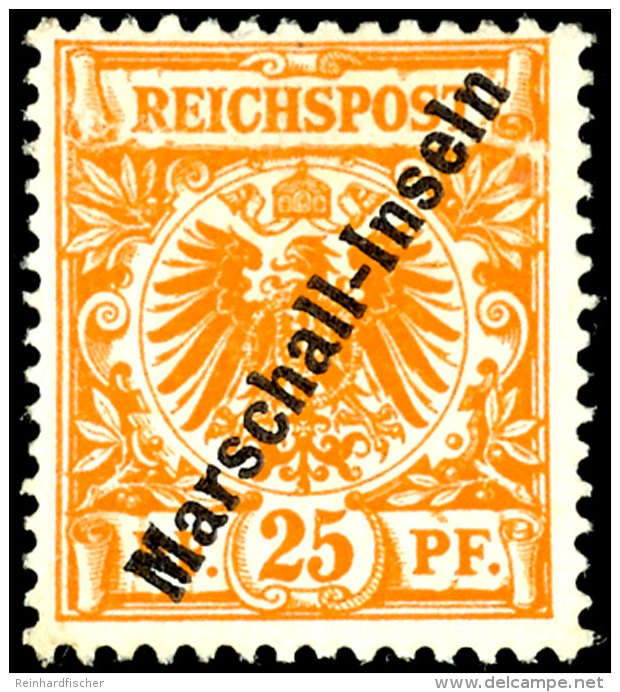 25 Pf. Gelblichorange Mit Plattenfehler I "Reichspost Oben Gespalten", Ungebraucht Mit Min. Sch&uuml;rfpunkten,... - Marshall Islands