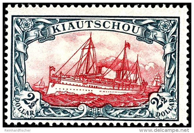 2 1/2 Dollar Kaiseryacht, 25:16 Z&auml;hnungsl&ouml;cher, Ungebraucht, Tadellos, Mi. 2.600.-, Katalog: 27B *2 +... - Kiauchau