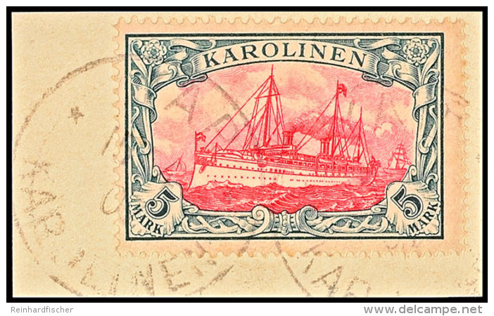 5 Mark Kaiseryacht Tadellos Auf Briefst&uuml;ck, Gepr. Bothe BPP, Mi. 600.-, Katalog: 19 BS5 Mark Imperial... - Caroline Islands