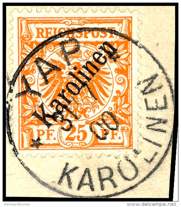 25 Pf. Gelborange A. Tadellosem Briefst&uuml;ck, Klarer Stempel "YAP KAROLINEN  31.7.00". Der Stempel YAP Aus 1900... - Islas Carolinas