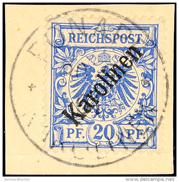 20 Pf. Diagonalaufdruck Tadellos Auf Briefst&uuml;ck, Gepr. Dr. Lantelme BPP, Mi. 160.-, Katalog: 4I BS20 Pf.... - Islas Carolinas