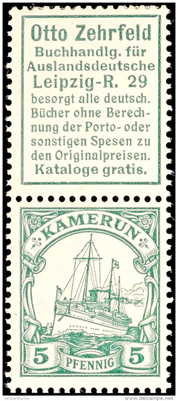 Reklame Zehrfeld Mit 5 Pf. Kaiseryacht , Senkrechter Zusammendruck, Ungebraucht, Mi. 450.-, Katalog: S3... - Cameroun