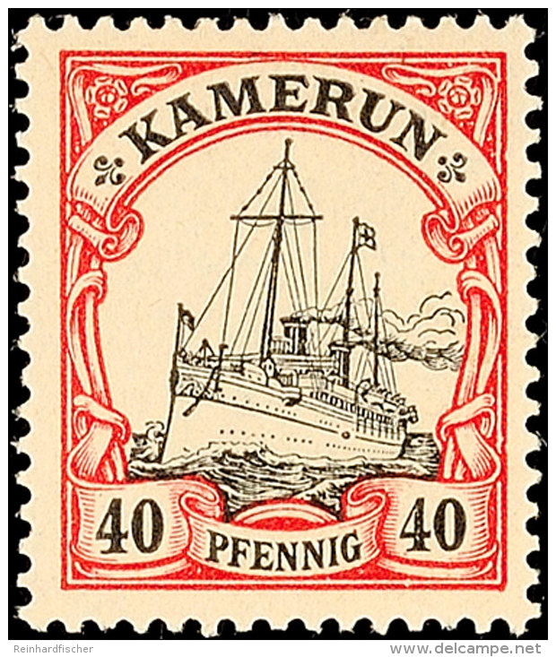 40 Pf. Mit Plattenfehler II (Punkt In Der Schiffsseitenlinie), Tadellos Ungebr., Fotobefund J&auml;schke-Lantelme... - Cameroun