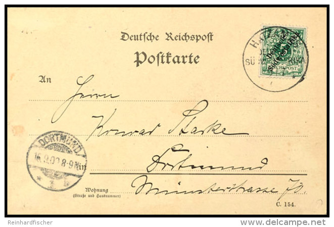 HATZAMAS 9/7 00,  Klar Und Zentr. Auf Portorichtig Auf Postkarte (ohne Inhalt) Mit Einzelfr. 5 Pf. Krone/Adler Nach... - German South West Africa