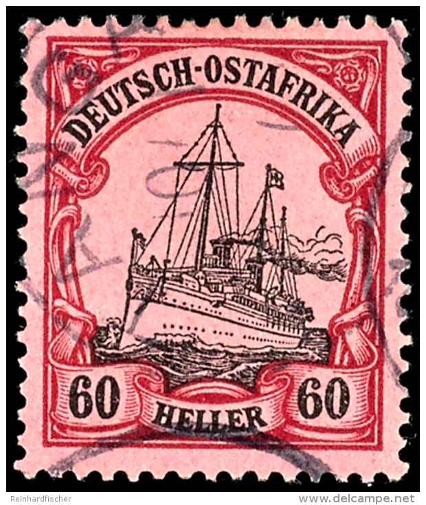 60 Heller Kaiseryacht Mit Plattenfehler I "fehlende Dampfzeichnung, Tadellos Gestempelt "TANGA 10/1 (07)",... - German East Africa