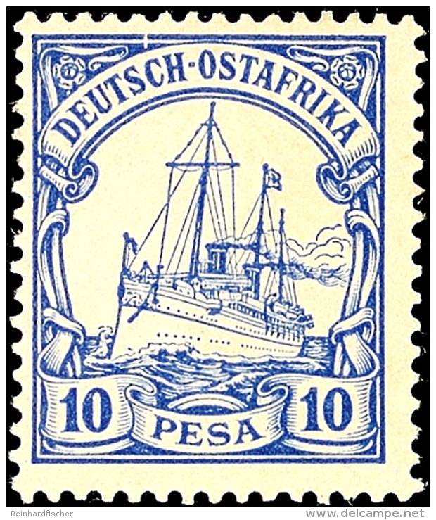 10 Pesa Kaiseryacht, Plattenfehler I "Bruch Im Oberrand &uuml;ber C Von Deutsch" (Feld 9), Tadellos Ungebraucht,... - German East Africa