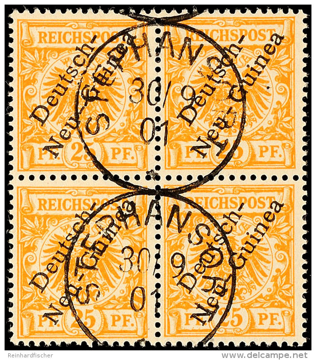 25 Pf. O Viererblock Gepr. J&auml;schke-L. BPP, Mi. 260.-, Katalog: 5a(4) O25 Pf. O Block Of Four... - German New Guinea
