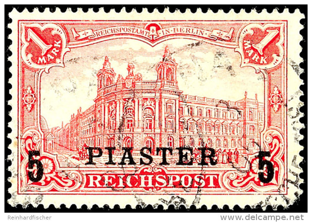 5 Piaster Auf 1 Mark Reichspost, Aufdruck In Type II (A Oben Mit Serife), Plattenfehler II "verl&auml;ngerte... - Turkey (offices)