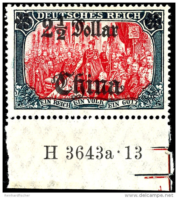 2 1/2 Dollar Auf 5 Mark Vom Unterrand Mit HAN A 3643a.13 Tadellos Ungebraucht, Mi. 400,-, Katalog: 47IALIIIa HAN... - China (offices)