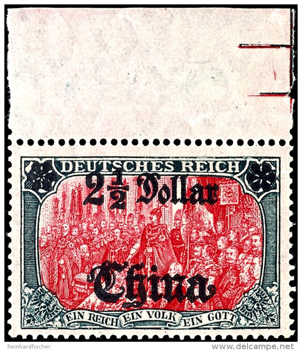 2 1/2 Dollar Auf 5M. Deutsches Reich, Kriegsdruck 26:17 Z&auml;hnungsl&ouml;cher, Postfrisch Vom Oberrand, Mi.... - China (oficinas)