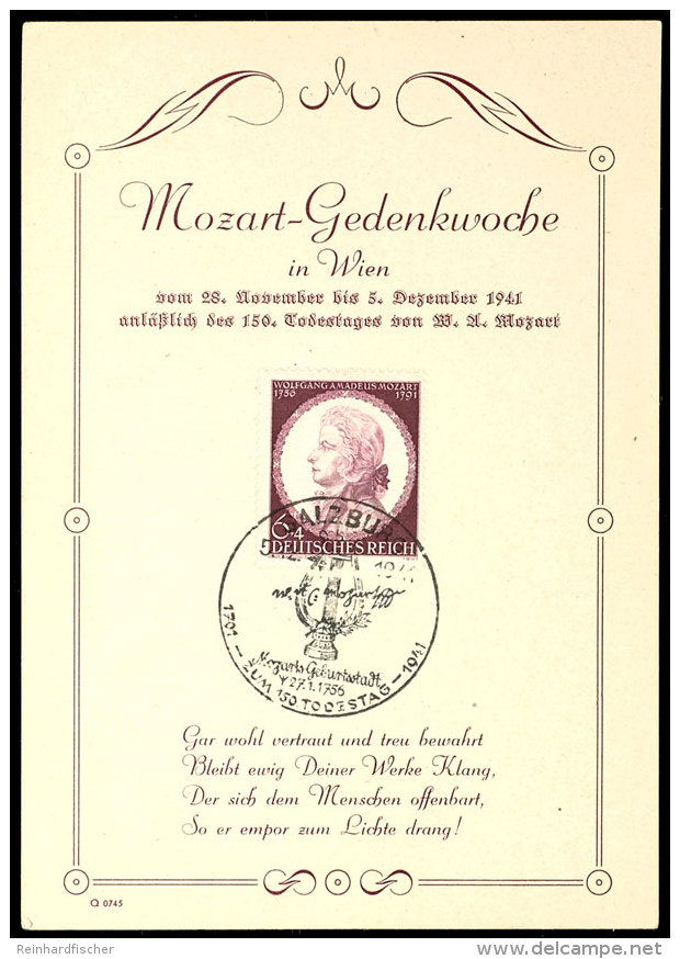 1941, "Mozart-Gedenkwoche In Wien" Pass. Frankiert Mit MiNr. 810 Und Entspr. SST Salzburg, Stz. Q 0745, Tadellos ... - Other & Unclassified
