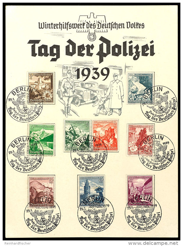 1939, Tag Der Polizei, Gro&szlig;es WHW Gedenkblatt Mit Pass. MiNr. 675 - 683 Und Entspr. SST Berlin 29.1.1939,... - Other & Unclassified
