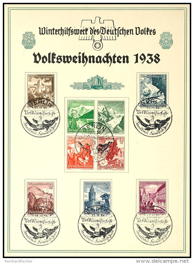 1938, WHW Gedenkblatt Volksweihnachten 1938 (DIN A5), Mit MiNr. 675/83 Und Pass. SST "BERLIN 23.12.1938", Sehr Gute... - Other & Unclassified