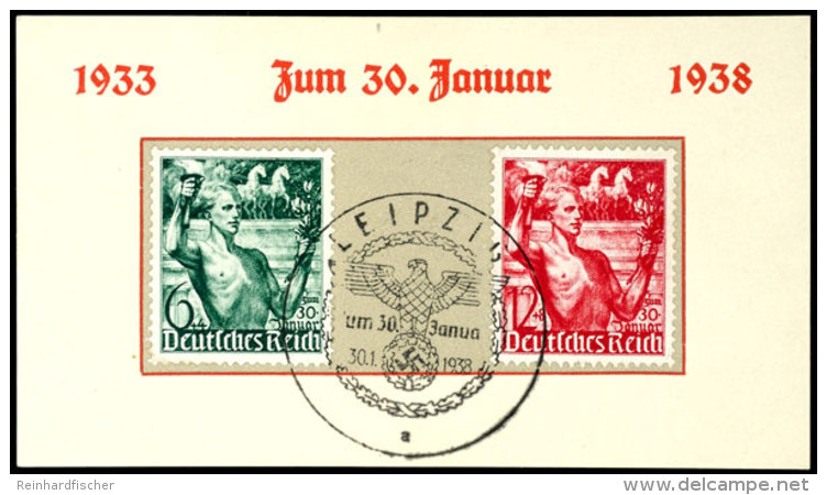 1938, "Zum 30. Januar", Kl. Gedenkblatt Mit MiNr. 610/11 Und Entspr. SST Leipzig, R&uuml;cks. Falzrest, Ansonsten... - Other & Unclassified