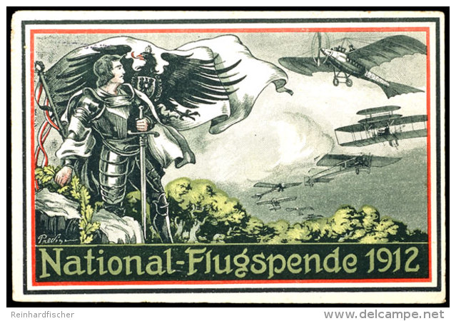 1912, Nationale Flugspende, Farbige Sonderkarte Mit Abbildung Eines Mittelalterlichen Kriegers Und Verschiedener... - Other & Unclassified