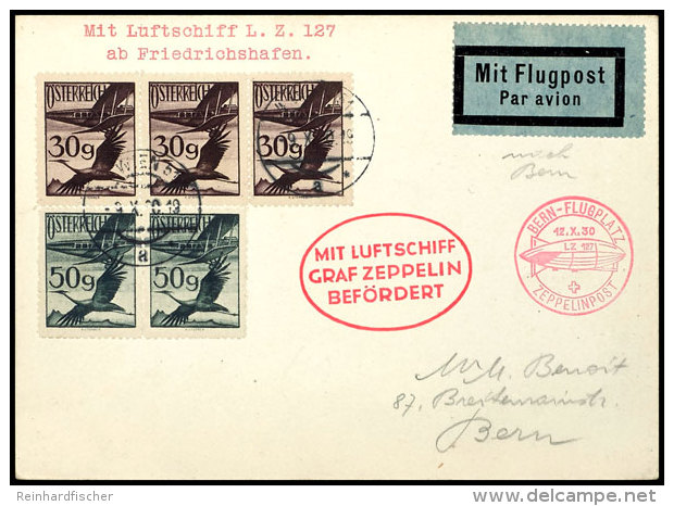 &Ouml;STERREICH: 1930, Landungsfahrt Nach Bern, Karte Ab Wien, Alle Stempel Vorderseitig, Katalog: 93A... - Other & Unclassified