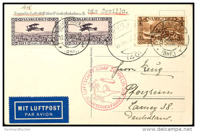 SAARGEBIET: 1930, S&uuml;damerikafahrt, Karte Bis Sevilla, Katalog: 57I BFSaar Region: 1930, South America... - Other & Unclassified