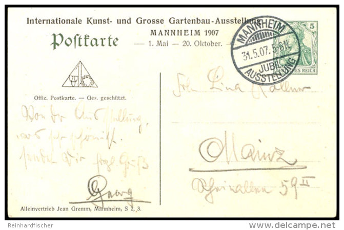 1907, "Mannheim, Jubil&auml;ums-Ausstellung, Internationale Kunst- Und Grosse Gartenbauausstellung", Vs.... - Other & Unclassified